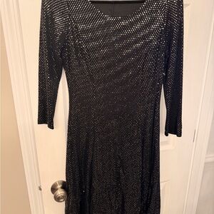 Calvin Klein Black Long Sleeve Sequin Dress